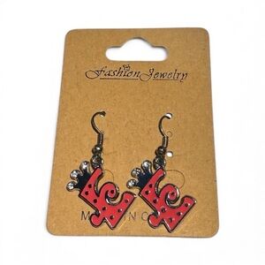 Pink Crown “E” Initial Dangle Earrings